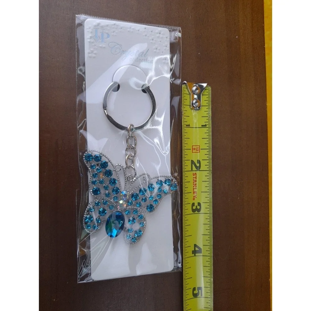 NIP Crystal‎ Collection Blue Crystal Butterfly Silver Tone Keychain Backpack